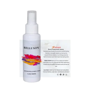 Lightweight heat protectant spray up to 450°F, anti-frizz formula with UV shield and vitamin E